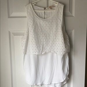 MICHAEL Michael Kors White Sleeveless Eyelet Blouse